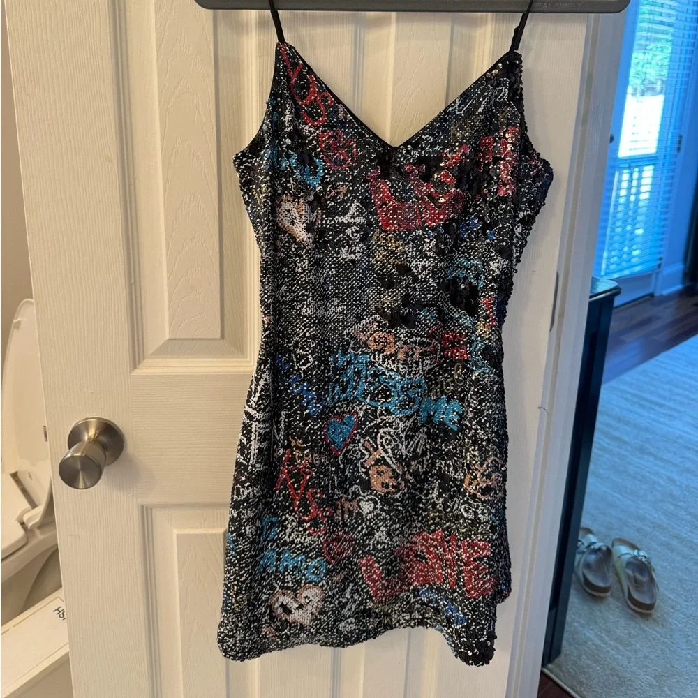 Ramy Brook Darcie Sequin Grafitti mini dress - Picture 2 of 3